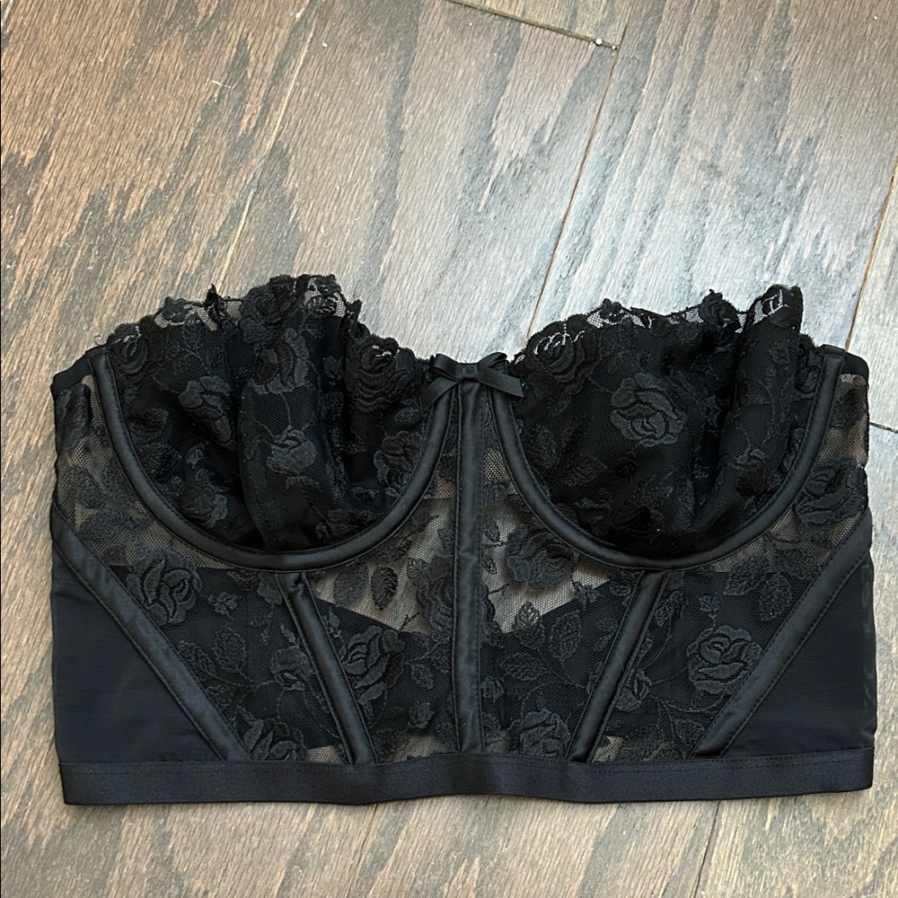 For Love And Lemons Black Lace Bandeau, Small